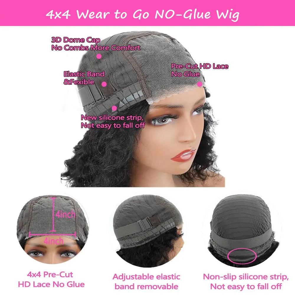 Glueless Wigs Human Hair Brazilian Short