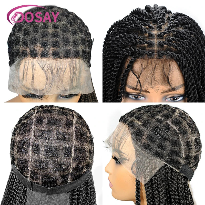 36" Full Lace Braided Wigs Synthetic Hair Box