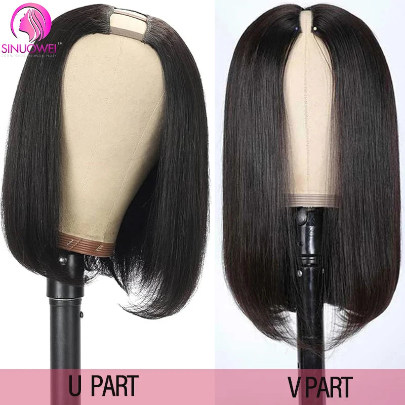 Short V Part Bob Wigs for Women Straight