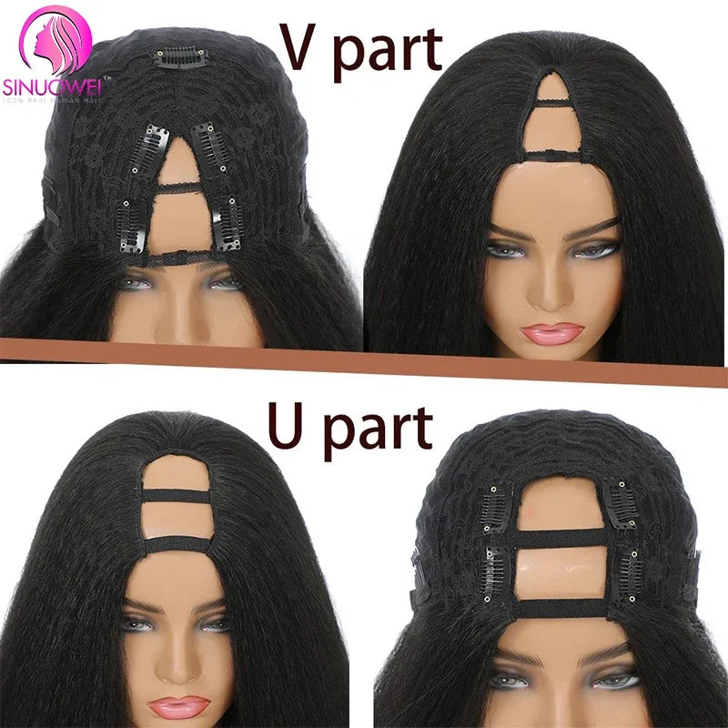 Short V Part Bob Wigs for Women Straight