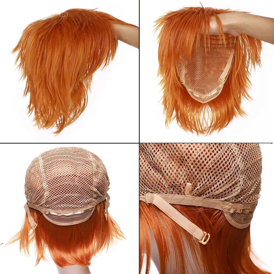 Synthetic Short Wig Blue Brown Black
