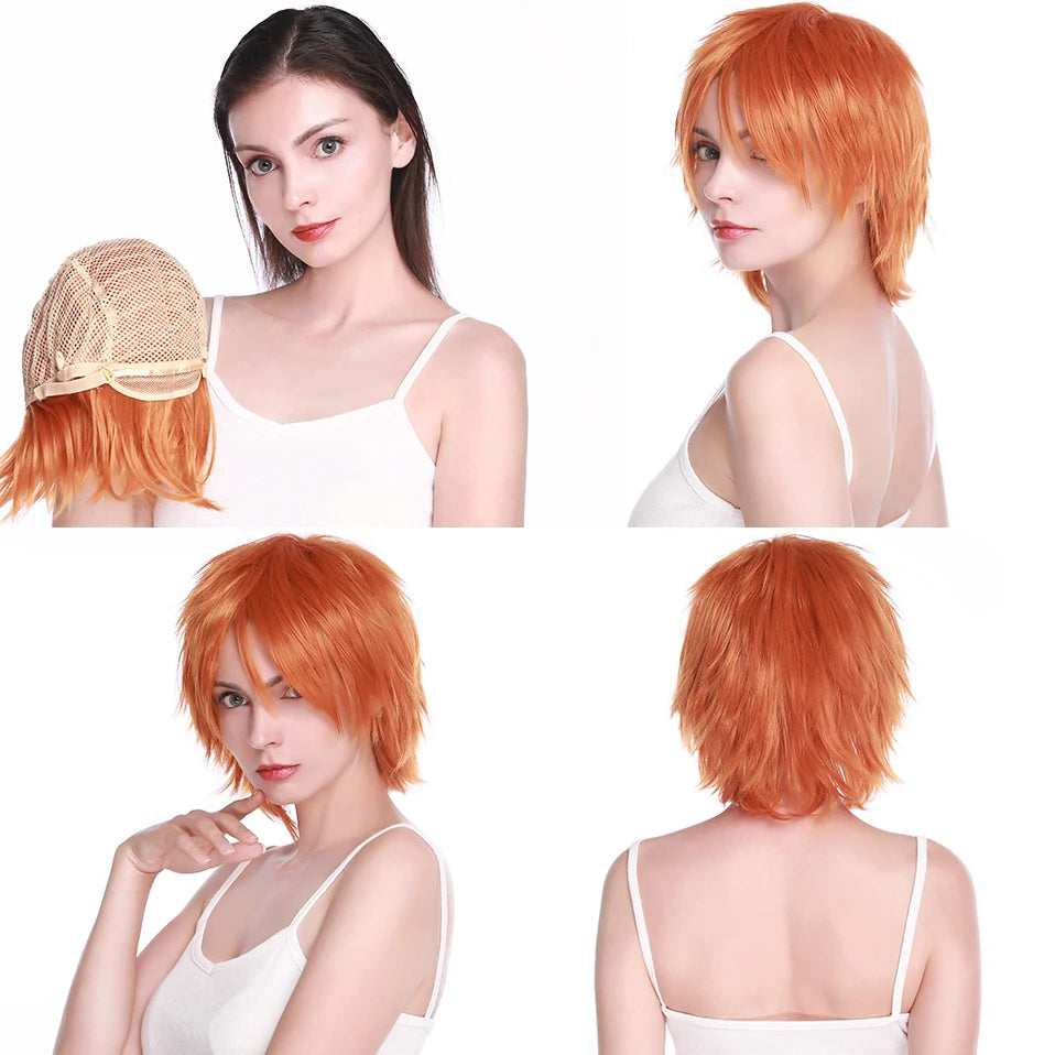 Synthetic Short Wig Blue Brown Black
