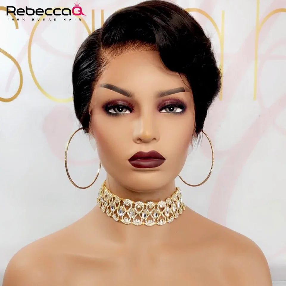Short Bob Pixie Cut Wig Lace Frontal Straight
