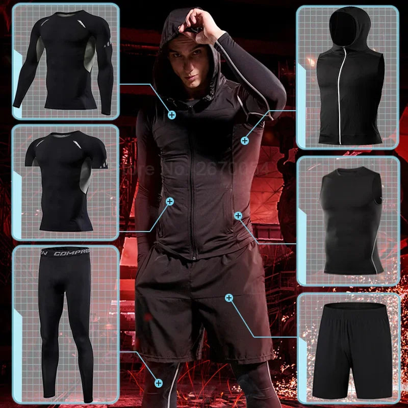 Men Running Sets Gym Tight Sport Clothing