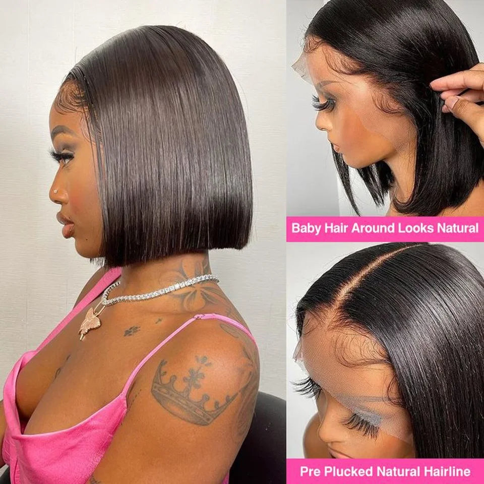 Short bob wig lace front human hair wig