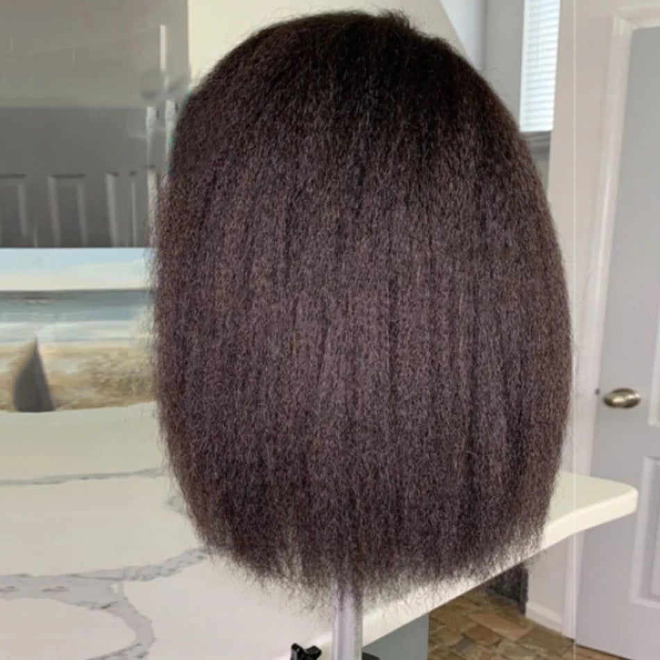 Kinky Straight Short Bob 100% Human Hair Wig
