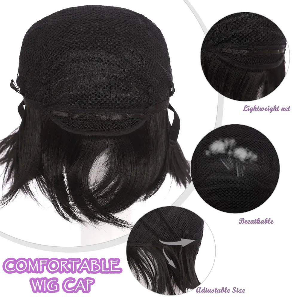 Synthetic Short Wig Blue Brown Black