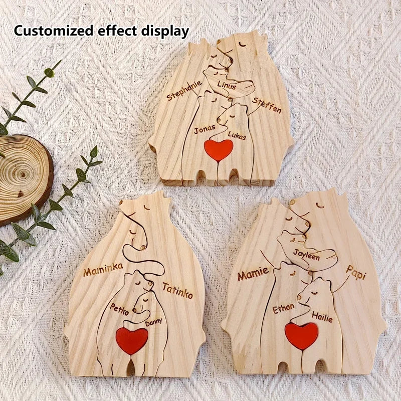 Art Wooden Bear Family Puzzle Personalized