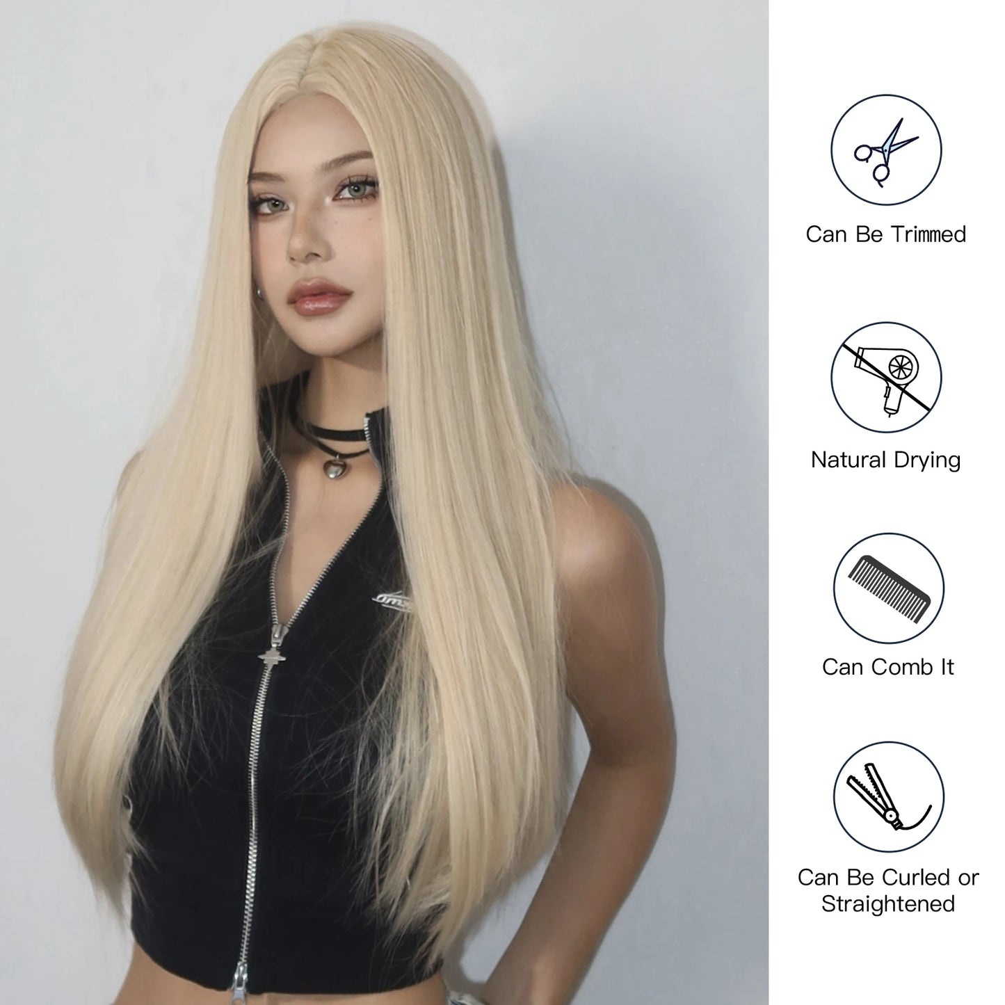 Blonde Golden Synthetic Wigs Long Straight