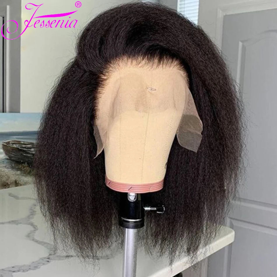 Kinky Straight Short Bob 100% Human Hair Wig