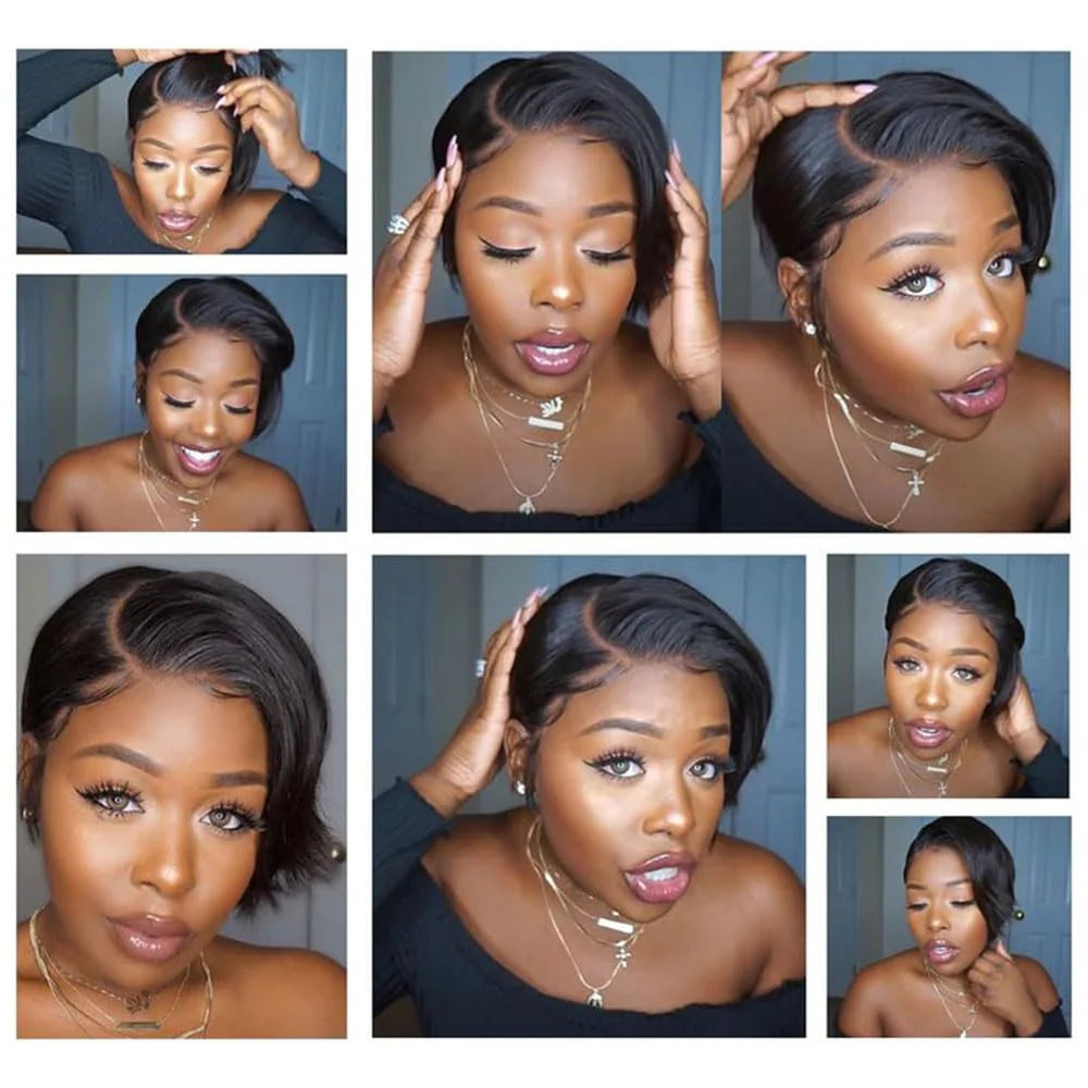 Short Bob Pixie Cut Wig Lace Frontal Straight