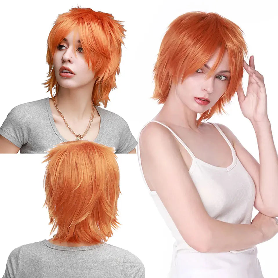 Synthetic Short Wig Blue Brown Black