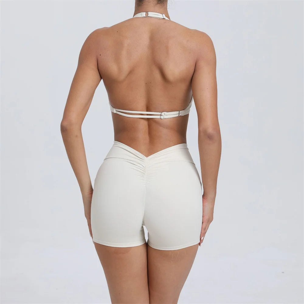 Adjustable Sport Bra Halter Yoga Set Gym
