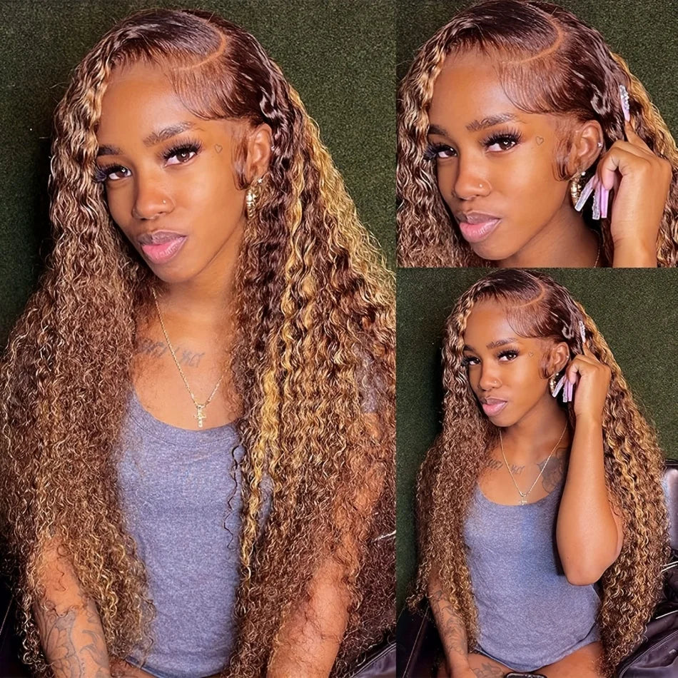 Highlight Wig Human Hair Deep Wave