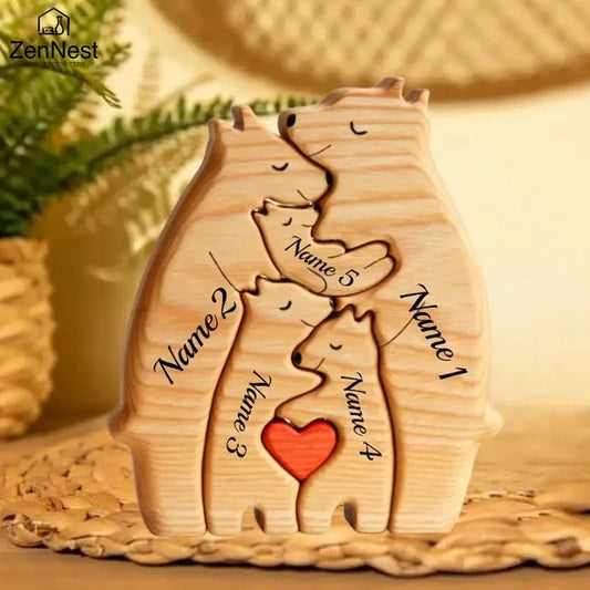 Art Wooden Bear Family Puzzle Personalized