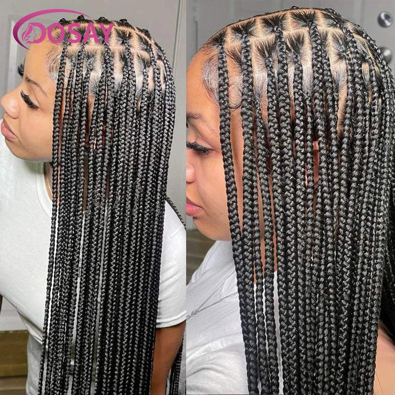 36" Full Lace Braided Wigs Synthetic Hair Box