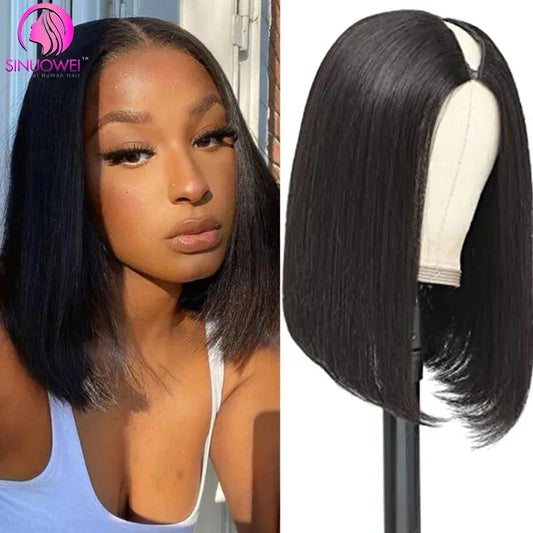 Short V Part Bob Wigs for Women Straight