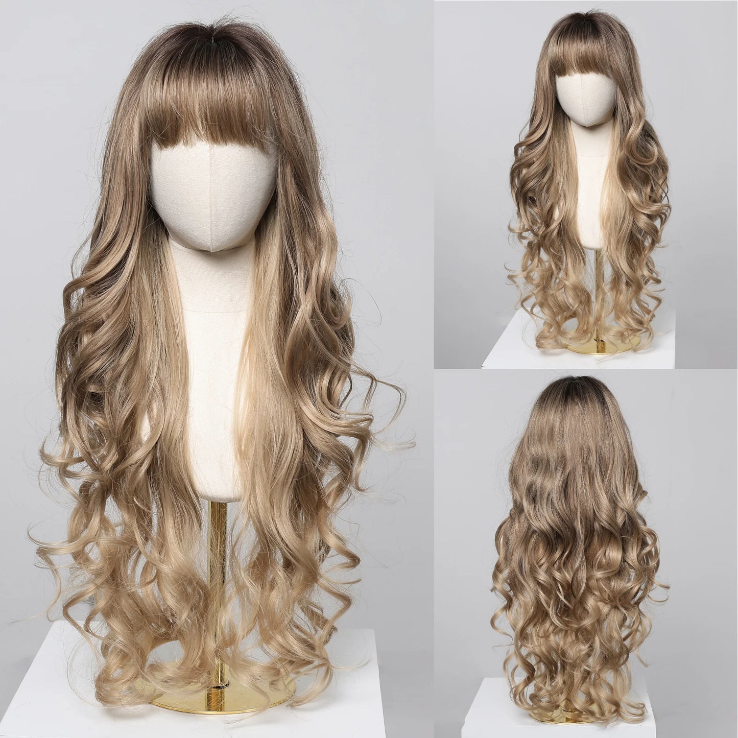 Loose Body Wave Synthetic Wigs Long Brown