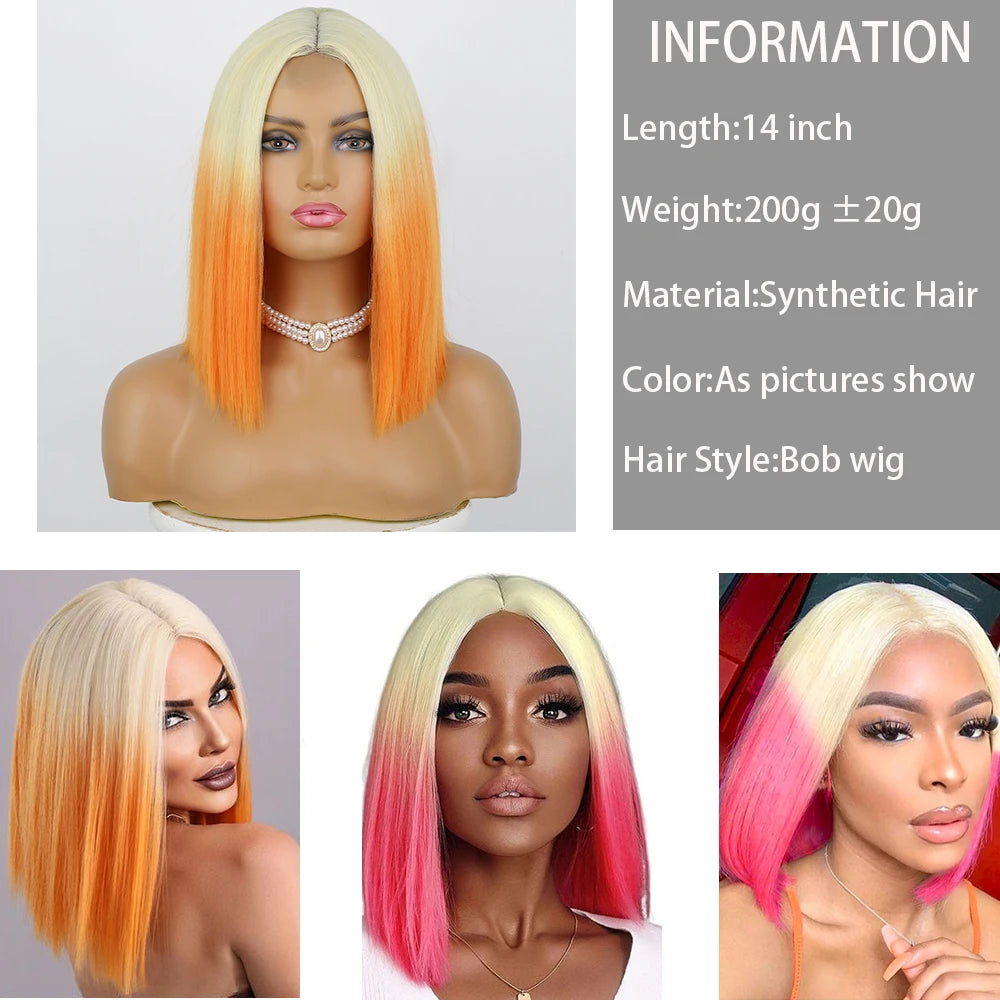 Ombre Red Bob Wig for Women Short