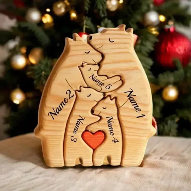 Art Wooden Bear Family Puzzle Personalized